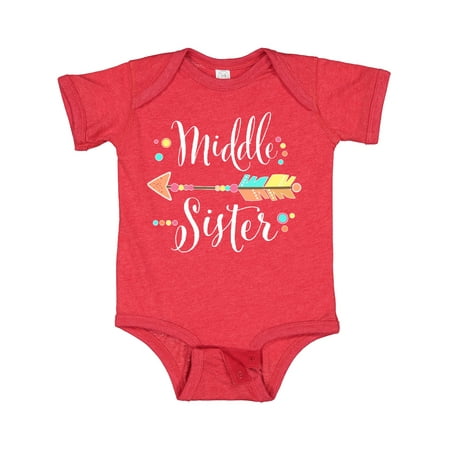 

Inktastic Middle Sister- Dots and Arrow Gift Baby Girl Bodysuit