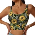 thumbnail image 1 of Fotbe Sunflowers Sujetador Deportivo Largo sin Aros para Mujer con Almohadillas y Soporte Medio, Transpirable y Absorbente, Camiseta Tipo Chaleco o Tank Top-X-Large, 1 of 8