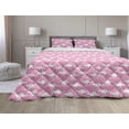thumbnail image 1 of Kangaroo Comforter & Sham Bedding Set, Silhouette of Jumping Adult Kangaroo Animal Pattern in Diagonal Alignment, 3 pcs Duvet Set Microfiber Filling Quilt, 5 Sizes, Pink and White, by Ambesonne, 1 of 4