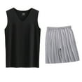 thumbnail image 5 of Conjunto Deportivo de los Hombres, Moda Casual de Color Sólido Cuello en V sin Mangas de Elasticidad Superior para el Desgaste Al Aire Libre, Traje Atlético de Humedad, 5 of 5
