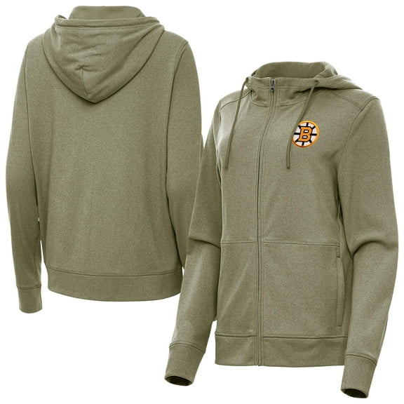 Women's Antigua Olive Boston Bruins Seeker Full-Zip Hoodie
