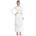 thumbnail image 2 of YONGHS Women Loose Fit Praise Dance Tunic Metallic Patchwork Liturgical Worship Overlay Tunic Dress White XXL, 2 of 7