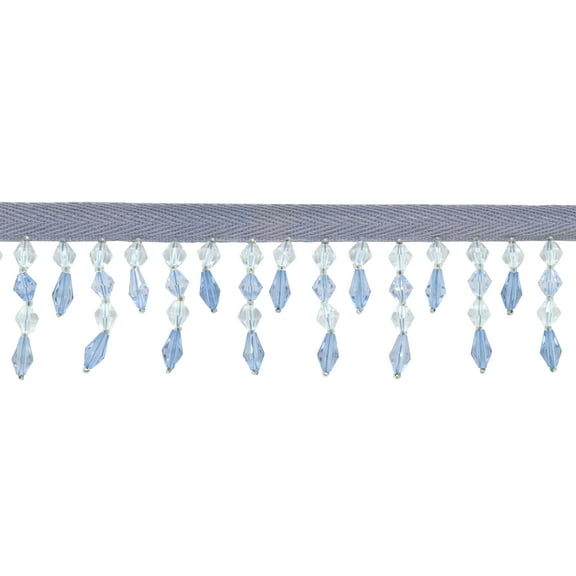 1 3/4" (4cm) Beautiful Handcrafted Diamond Beaded Fringe Trim # B40692,, Arctic Blue #M44008 (Light Blue, Light Blue) Sold By The Yard (36"/3 ft/0.9m)