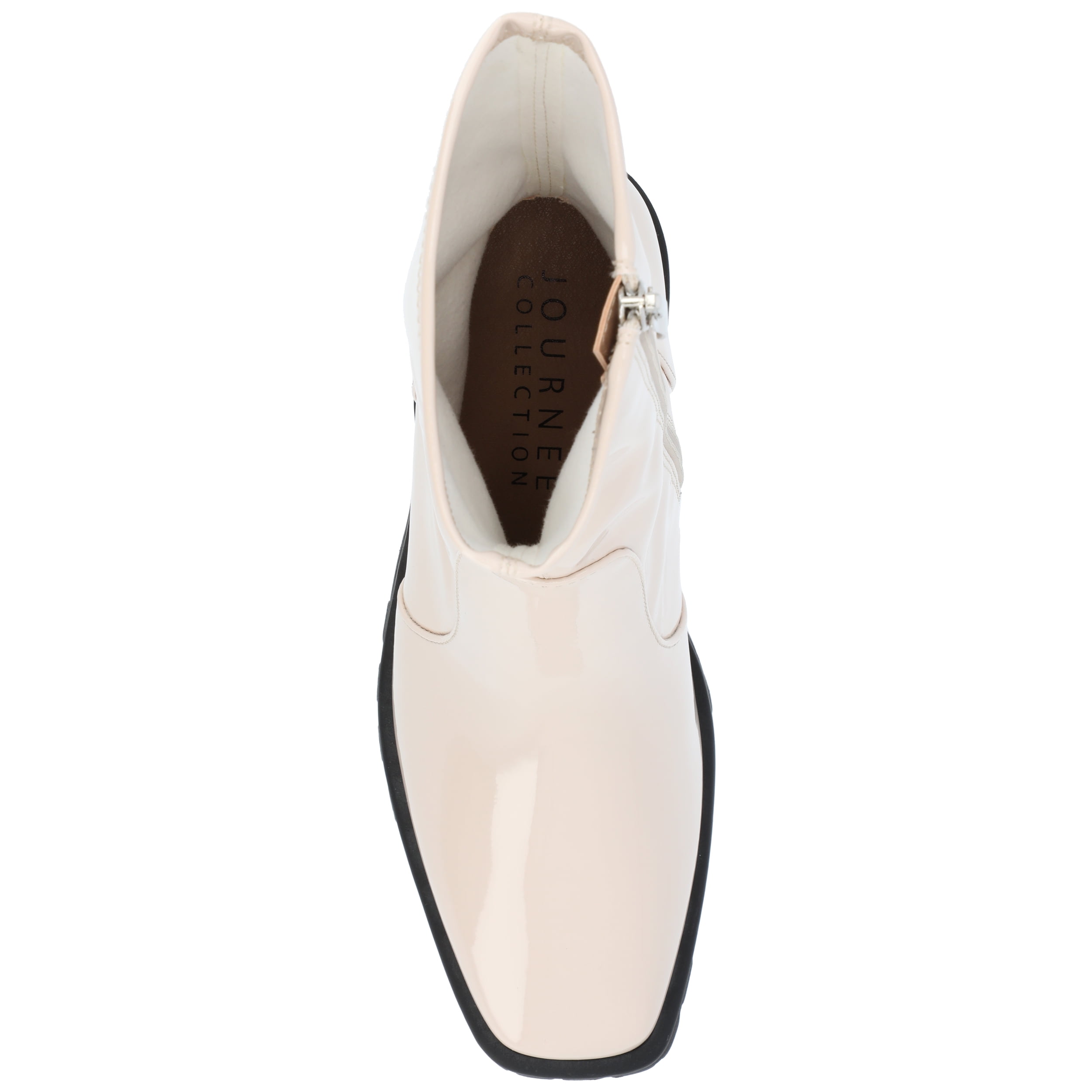 Journee Womens Icelyn Flexible Patent Vegan Leather Square Toe Booties