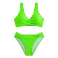 thumbnail image 6 of Women's Bikini Set Fashion Solid Color Two Piece Sexy Swimsuit with Removable Bra Pads No Underwire for Beach Vacation,Fluorescent Green,S, 6 of 7