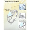 thumbnail image 5 of PYNZY Celtic Knot Rings Infinity Twisted Rings, 925 Sterling Silver Heart Statement Rings White Opal Jewelry for Women Gift Size 7, 5 of 6