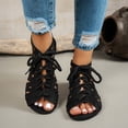 thumbnail image 2 of KIJBLAE Women's Lace-Up Gladiator Sandals, Open Toe Cutout Ankle-Tie Shoes, Plus Size Edgy Comfort Footwear for Casual Outings Black 40, 2 of 8