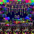 thumbnail image 4 of Glow Neon Party Supplies Glow in The Dark Party Decorations BlackLight Party Tableware Set - Plates, Black Light Banners, Fluorescent Balloons, Graffiti Tablecloth, Garland, Napkins, 4 of 4