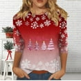 thumbnail image 4 of FDGIU Women's Christmas Graphic Tunic Tops - Soft Long Sleeve Crewneck Blouses with Xmas Tree Prints, Holiday Party Tees, 4 of 6