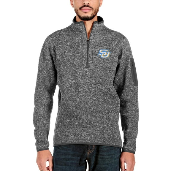 Men's Antigua Charcoal Southern University Jaguars Big & Tall Fortune Quarter-Zip Pullover Jacket