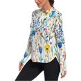 thumbnail image 2 of FORMRS Womens Long Sleeve Shirts UPF 50+ Sun Protection Quick Dry Fishing Hiking Tops, Size S-2XL, Blue Wildflower Pattern, 2 of 8