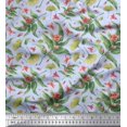thumbnail image 1 of Soimoi Blue Poly Georgette Fabric Leaves & Azalia Floral Decor Fabric Printed Yard 42 Inch Wide, 1 of 5