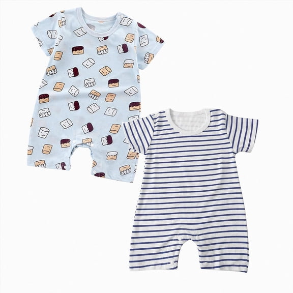 Hessimy 2Pcs Infant Baby Boy Summer Outfit Short Romper Onesie Short Sleeve Jumpsuit Newborn Coming Home Clothes,Lightweight 6-12 Months 12-24 Months 2t 3t 4t 5t 6t 7t 8t 9t Children 12-18 Months