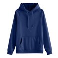 thumbnail image 4 of CIENVNSTG Unisex Hoodies Tracksuit Solid Color Drawstring Sweatsuit Sweatshirt and Sweatpant for Women Men 2 Piece Sets Pullover Sweater Navy XL, 4 of 7