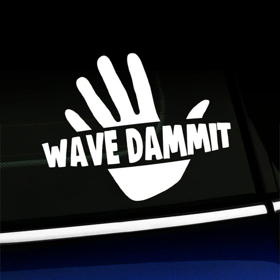 Wave Dammit - Vinyl Car Decal - Choose Color - [WHITE]