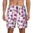 thumbnail image 2 of Picia Orchids Flowers pattern Mens Swim Trunks with Compression Liner Stretch Beach Shorts Quick Dry with Zipper Pockets No-Chafing Board Shorts-Small, 2 of 9