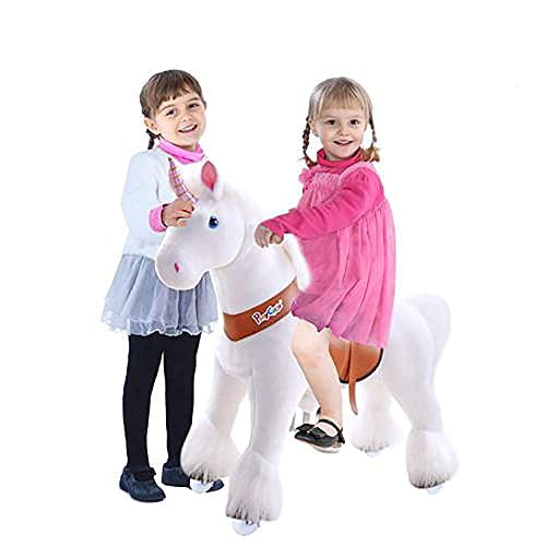 Le Poney ORIGINAL Poney Balade à Vélo sur Cheval à Pied Sans Batterie - Petite Licorne Blanche 2-5 Ans