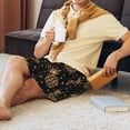 thumbnail image 6 of Rocae Gold Glitter Pineapples for Men's Soft Sleep Pajama Shorts, Waistband and Pockets, 6 of 9