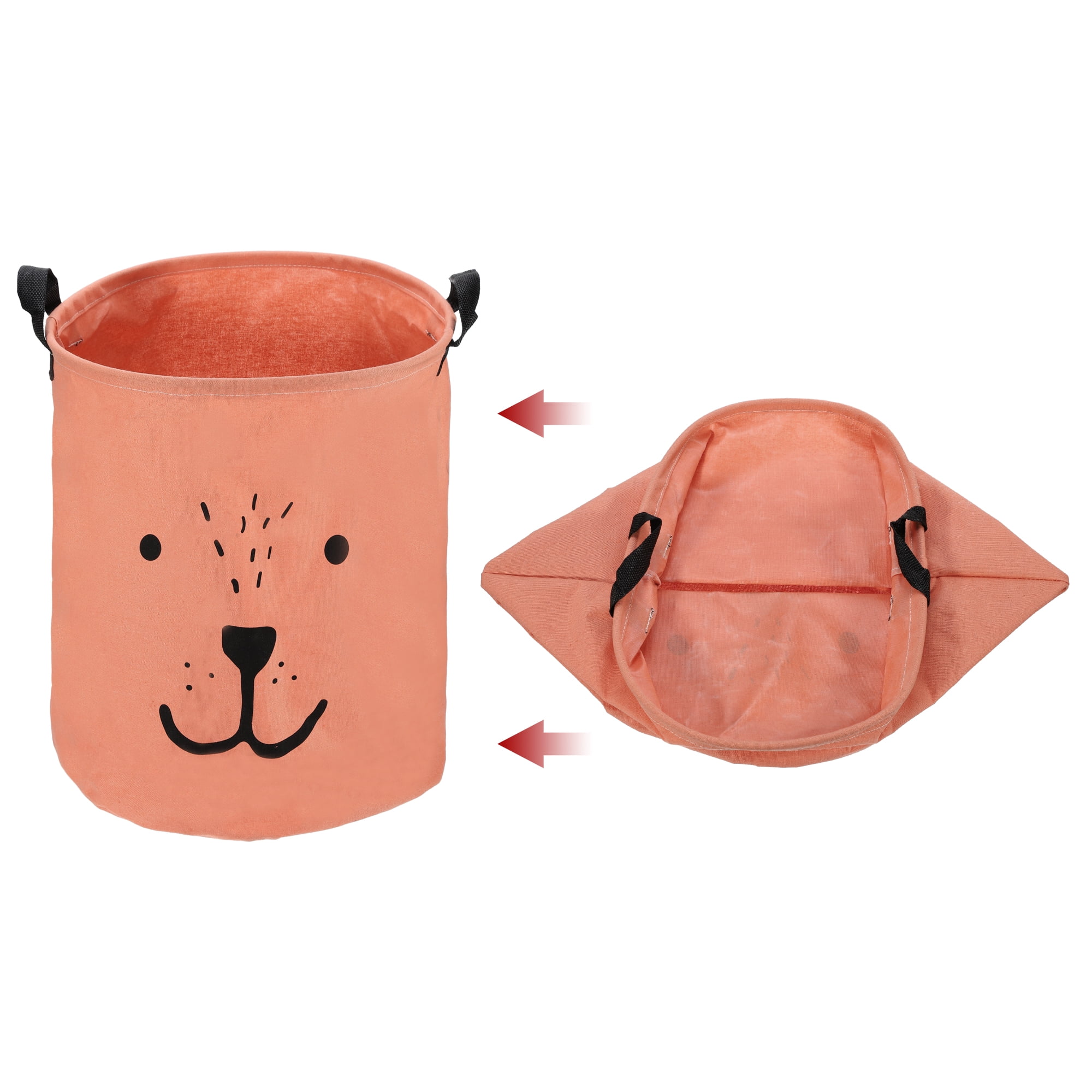 Unique Bargains Foldable Cylindrical Laundry Basket 15.75"x13.78" 40L Orange 1 Pc
