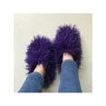 thumbnail image 4 of Ferndule Mens Womens Warm Shoes Fluffy Slipper Socks Plush Lined Booties Slippers Comfort Memory Foam House Shoe Unisex Slip On Lightweight Dark Purple 6-7.0, 4 of 5