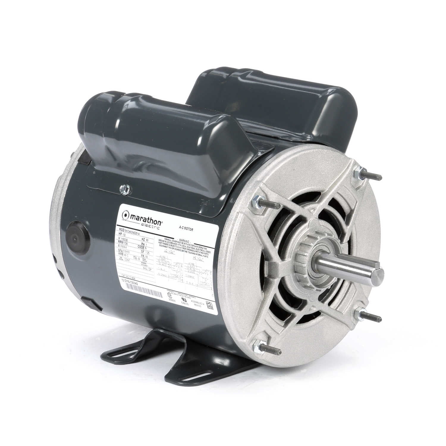 Marathon Instant Reversing Motor, 0.50 HP, 1 Ph, 60 Hz, 115/230 V, 1800 RPM, 56 Frame, DP - C1458