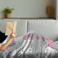 thumbnail image 3 of Unicorn Cat Soft Flannel Fleece Throw Blanket, Cat Unicorn and Mermaid Fishes Bubbles Hearts Underwater Theme, Cozy Plush for Indoor and Outdoor Use, 50" x 70", Grey Pale Pink White, by Ambesonne, 3 of 5