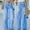 Blue, variant on Tejiojio Clearance Ladies Petal Pocket Temperament Loose High Waist Washed Denim Wide-leg Jeans Trousers