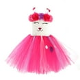 thumbnail image 3 of GDREDA Adorable Robe de Lapin de Pâques pour Tout-Petites Filles Oreilles de Lapin Mignonnes Robe de Fête en Maille Tuftée Rose Vif, 4-5 Ans, 3 of 8