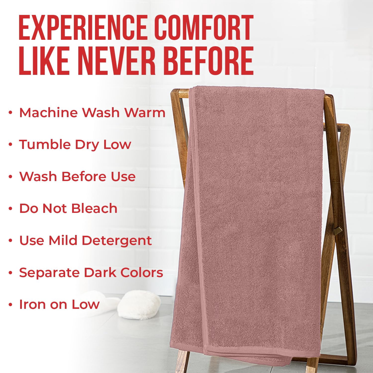 RIVERSIDE Oversized Bath Sheet 1 Pack 40x80 Soft Cotton Absorbent Towel 600 GSM - Dusky Pink