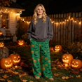 thumbnail image 2 of Hearthz Flannel Pants for Women Boo Ghost Pumpkin Graphic Women Pajamas Fleece Pajama Pants Drawstring Elastic Waist Wide Leg Pajamas Pants for Women, 2 of 6