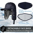 thumbnail image 6 of [2 Pack] Winter Trapper Trooper Hat, IC ICLOVER Aviator Cap Windproof Thermal Russian Ushanka Pilot Hat with Ear Flap Mask Chin Strap for Men Women Hunting Outdoor Christmas Gift (Black&Dark Blue), 6 of 8