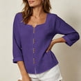 thumbnail image 5 of Stralyhd 3/4 Sleeve Tops for Women 2026 Summer Button Down Shirts Casual Dressy V Neck Tops Loose Fit Vacation Henley Blouses Light Purple XXL, 5 of 8