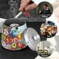 thumbnail image 4 of Yayeee Ashtray with Lid for Cigarette Smokeless Stainless Steel Home Ash Holder, Blue Floral Tomatoes, 4 of 7