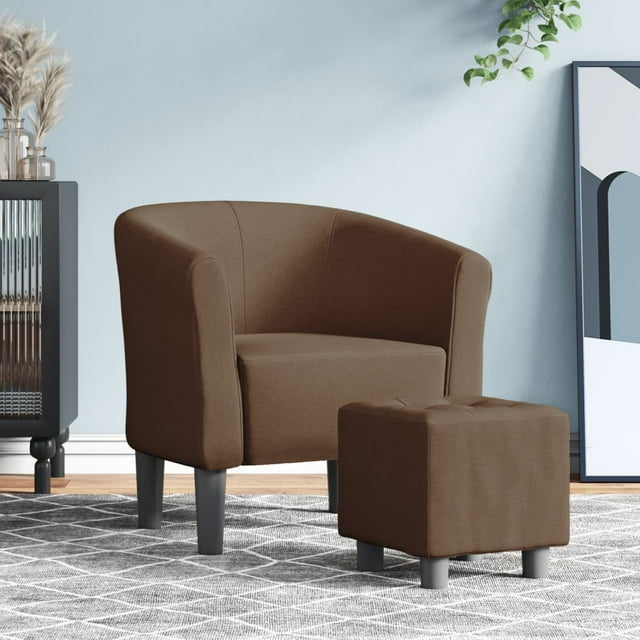 vidaXL Fauteuil avec Repose-Pieds en Tissu Brun