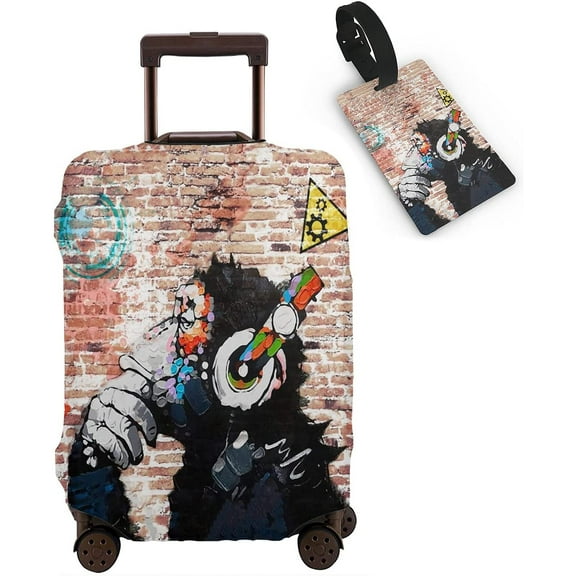 Music Monkey Travel Luggage Cover Suitcase Protector Polyester Washable Baggage M Size (23-26 Inch) style2