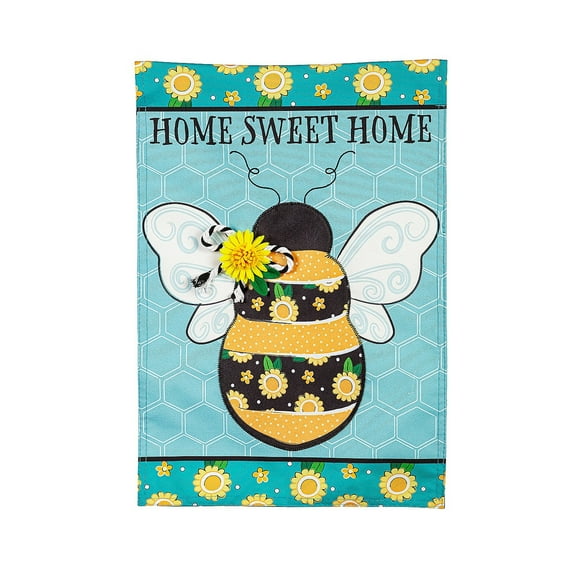 Evergreen Linen Garden Flag - Home Sweet Home Bee, 12.5 x 18 inch Double Sided