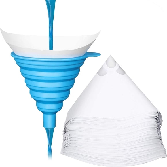 100 Packs Paint Strainers Cone Paint Filter With 1 Pack Silicone Funnel, Cone Shaped Mesh Funnel For Automotive, Spray Guns, House, Etc.
