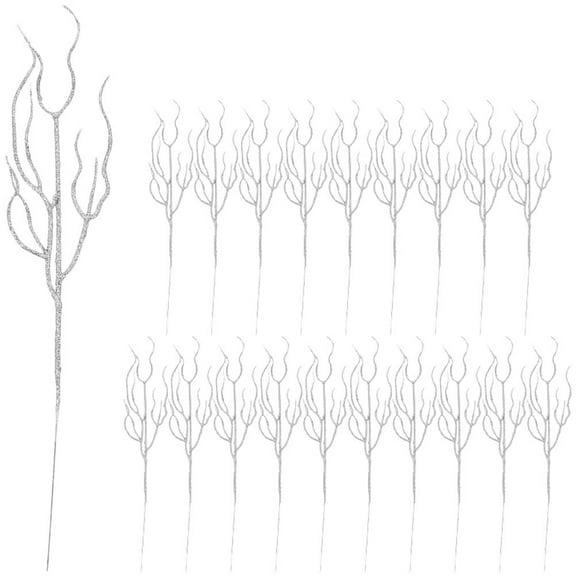 20pcs Glitter Christmas Pick Glitter Curly Branches Vase Filler Decor Artificial Tree Branches