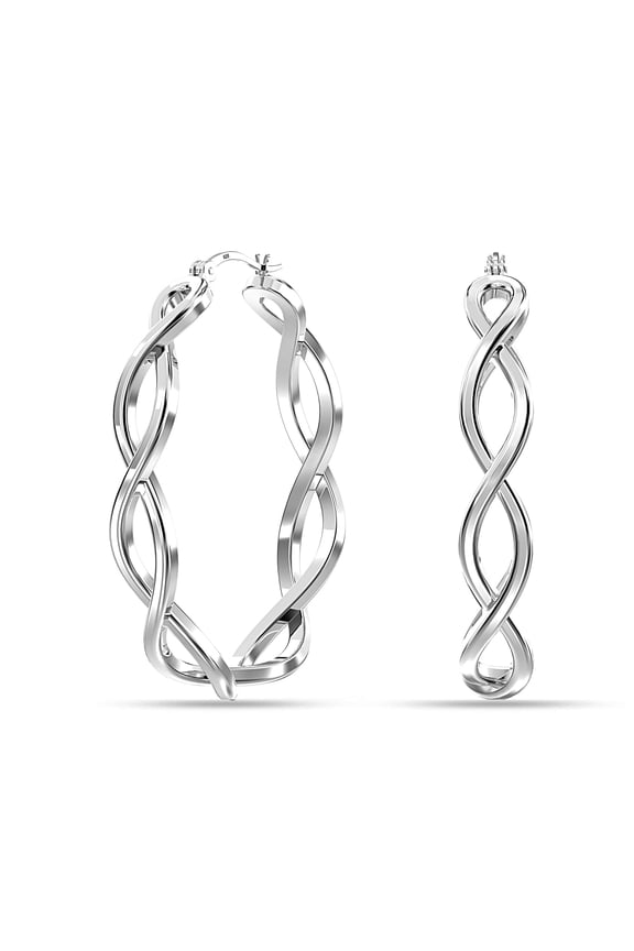925 Sterling Silver Irish Celtic Knot Twisted Hypoallergenic Click Top Hoop Earrings for Women and Teen 30MM