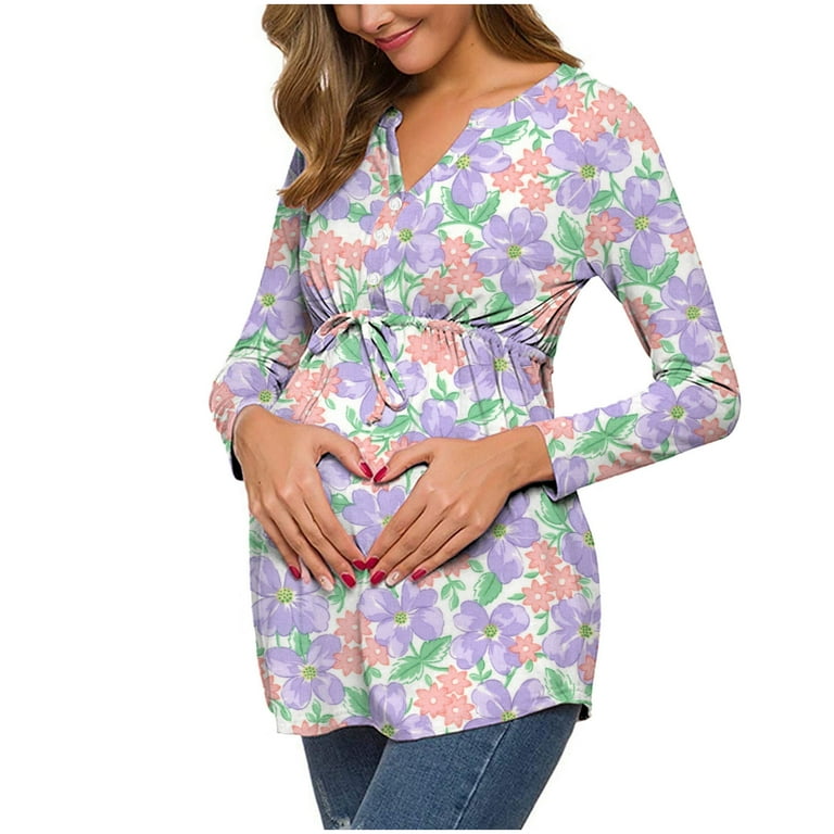 Long Sleeve Maternity Blouse Pregnant Woman/ Nursing Maternity Dress  Maternity Top Blouse