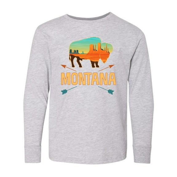Inktastic Montana Gift Buffalo Silhouette Long Sleeve Youth T-Shirt