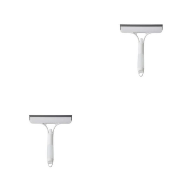 Naiovety Rascador de vidrio Herramienta de limpieza de ventanas con rociador Lavadora de azulejos de piso Cepillo de Ducha Espejo Blanco 2piezas