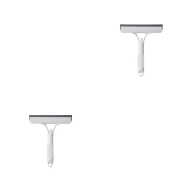 Naiovety Rascador de vidrio Herramienta de limpieza de ventanas con rociador Lavadora de azulejos de piso Cepillo de Ducha Espejo Blanco 2piezas
