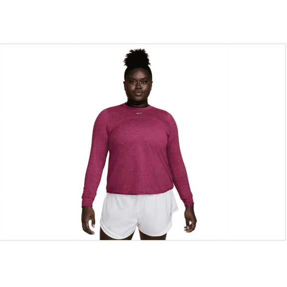 Nike Plus Size Active Dri-fit Swift Element Uv Crewneck Running Top - Fireberry/reflective Silver