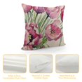 thumbnail image 4 of Fenyluxe  Hello Love Pink Tulips Bicycle Throw Pillow Covers, Flowers Spring Mother's Day Cushion Case for Sofa Couch 24x24in, 4 of 5