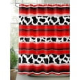 thumbnail image 2 of Shower Curtains Red Stripes Bath Curtain Cow Animal Skin Printed Waterproof Bathroom Shower Curtain Set with Hooks Decoration 72 x 72 Inches, 2 of 7