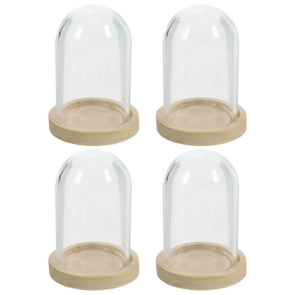 Preserved Flower Glass Cover 4 Sets Rose Globe Plant Decor Display Cabinet Asethic Room Decorations Wood