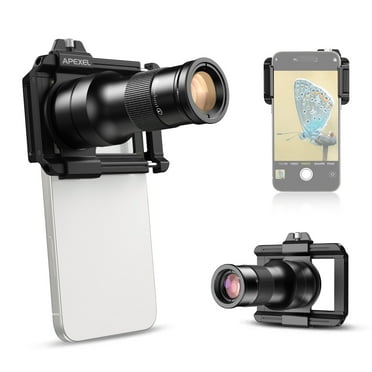 APL-TM6 Mobile Phone Telephoto Macro Lens Kit 6X Telephoto Lens   150mm Macro Lens with Universal Phone Mount Storage Bag for Hiking Camping Wildlife Observation Compatible