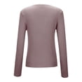 thumbnail image 3 of TYGHBN Long Sleeve Shirts for Women V Neck Casual Spring Tops Ribbed Knit Slim Fit Lightweight Pullover Sweaters Oversized Pullover Sweaters for Women plus Size Solid Sweatshirt Cropped Sweatshirt, 3 of 4