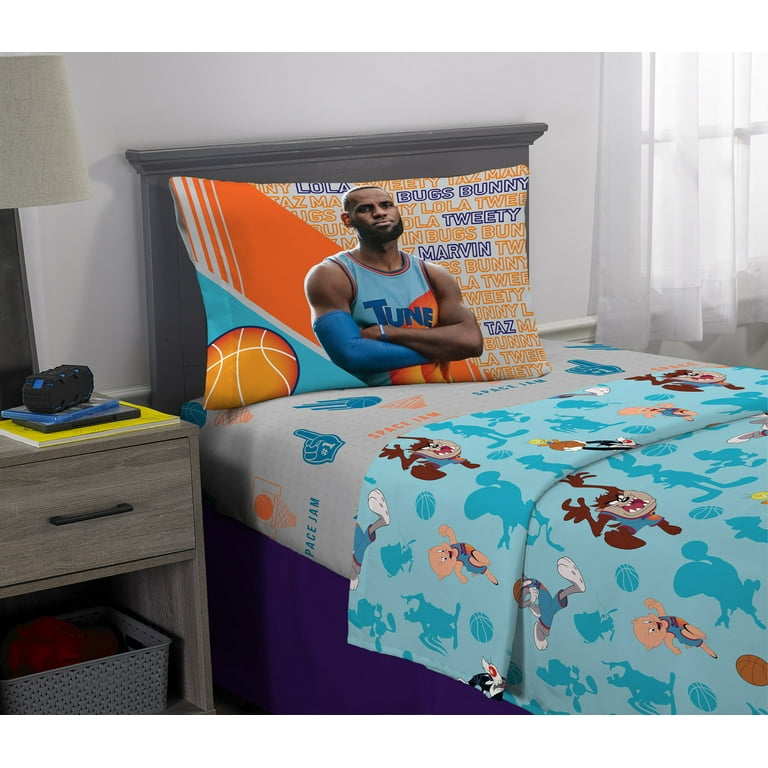 Space Jam Kids Twin Full Sheet Set, Blue and Gray, Warner Bros
